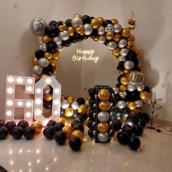 Golden Chrome Balloon Decoration
